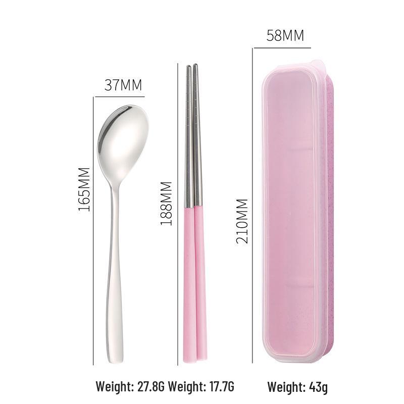 Stainless Steel Travel Cutlery Set: Fork, Spoon, Chopsticks with Portable Storage Box