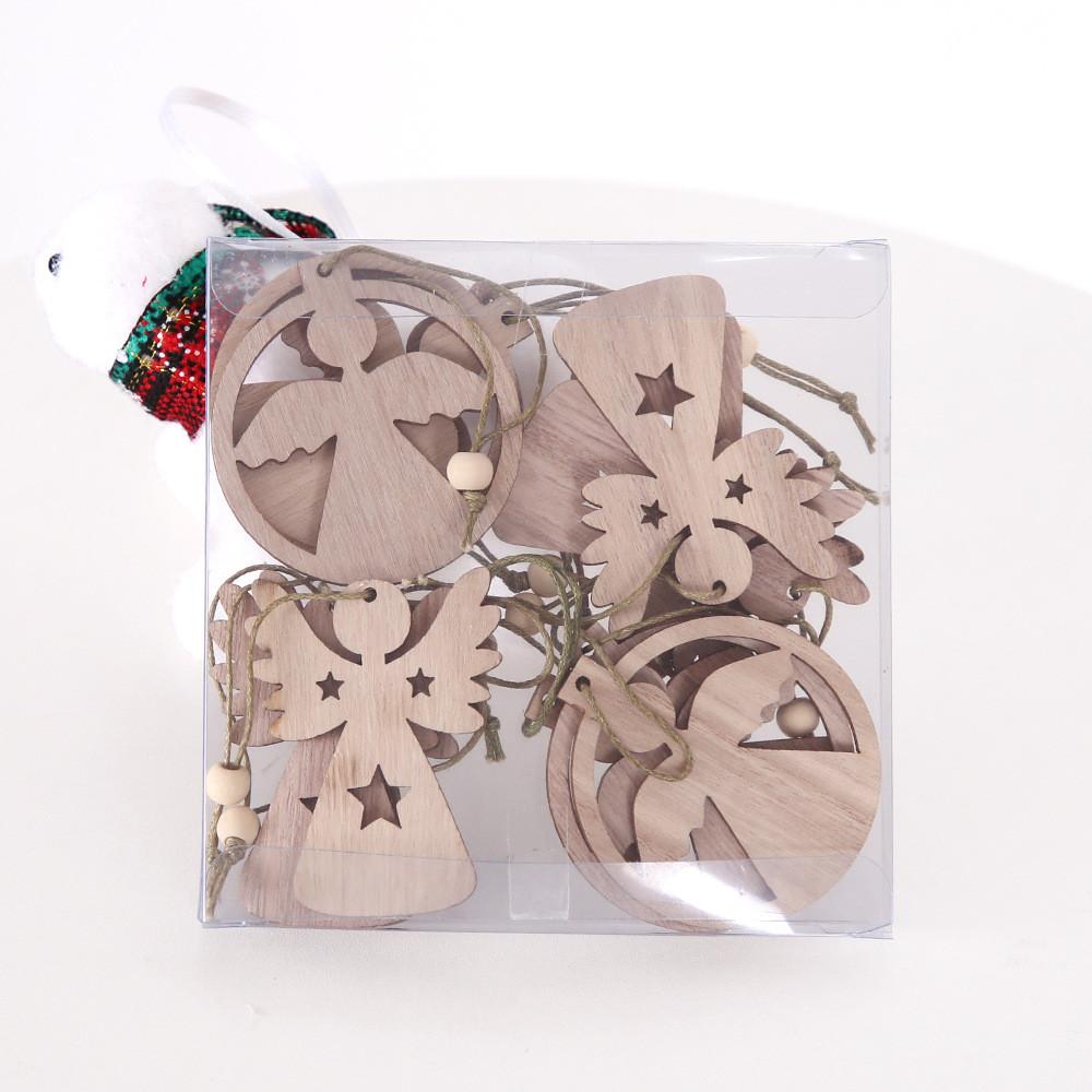 Wooden Christmas Elegant Ornaments Set With Intricate Hollow Designs For Festive Decor