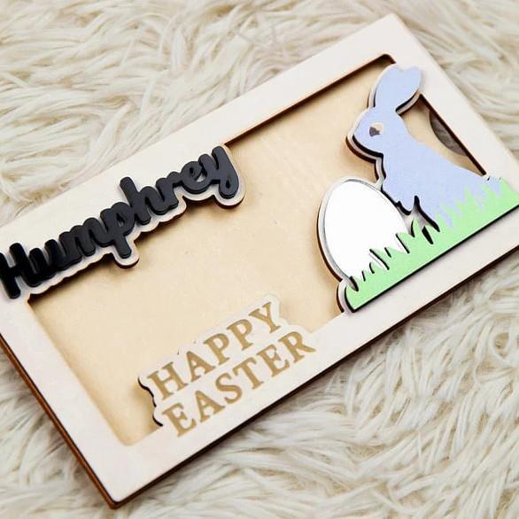 

Easter Bunny Money Cash Holder Gifts Bulk Wooden Bunny Cash Envelope Money Wallet Fun Ways to Give Money as a Gift синій