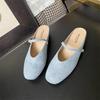 Square Head Bag Head Inner Height Increase Flat Bottom Super Fire Fashion National Style Low Half Slippers Women's Summer Wear and Muller Shoes Ma