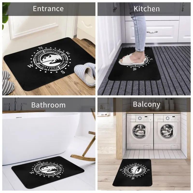 Custom Mountain Road With Compass Doormat Mat Anti-Slip Navigation Kitchen Bath Balcony Rug Carpet 40*60cm