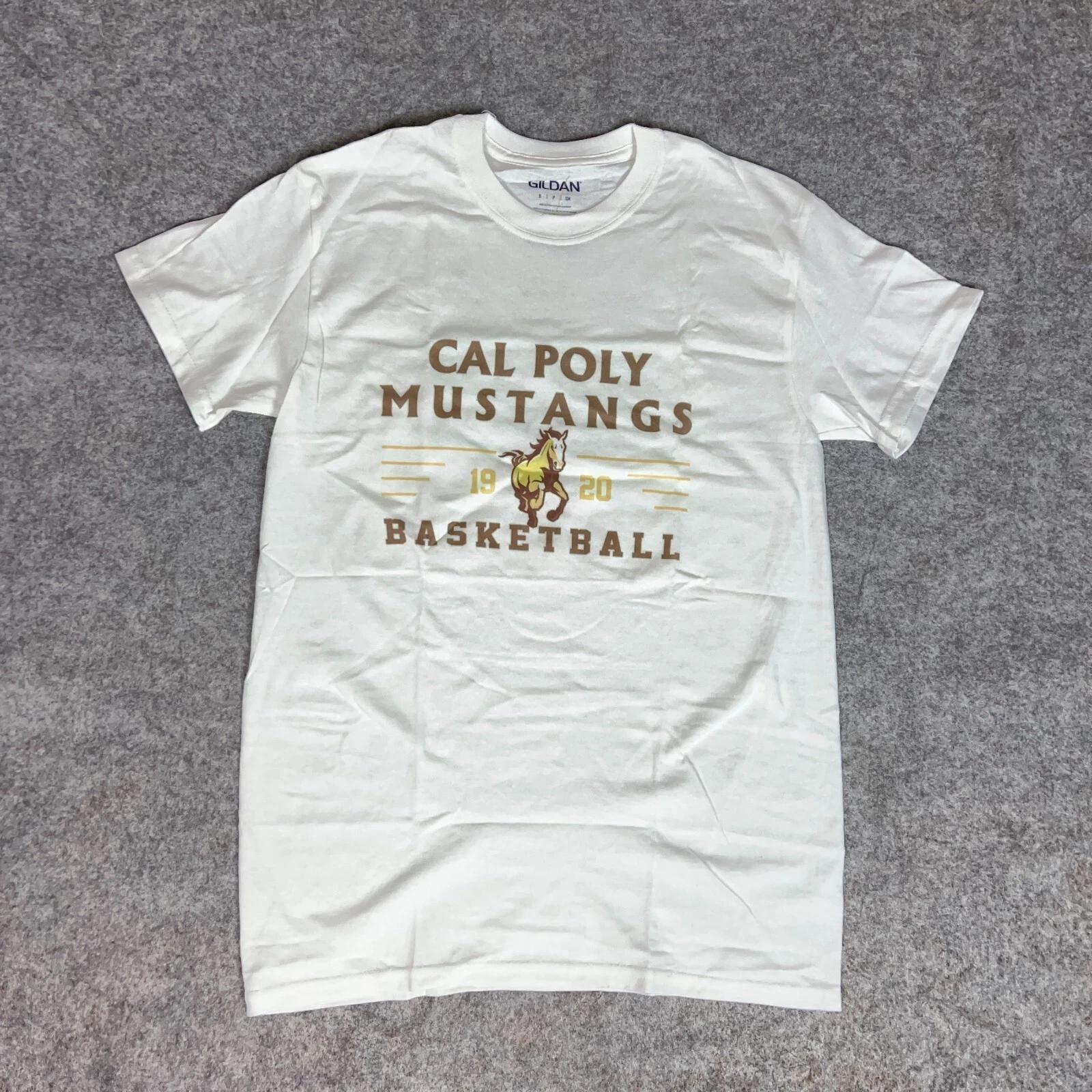 

Cal Poly Mustangs Mens Shirt Small White Short Sleeve Tee Sport NCAA Basketball XL