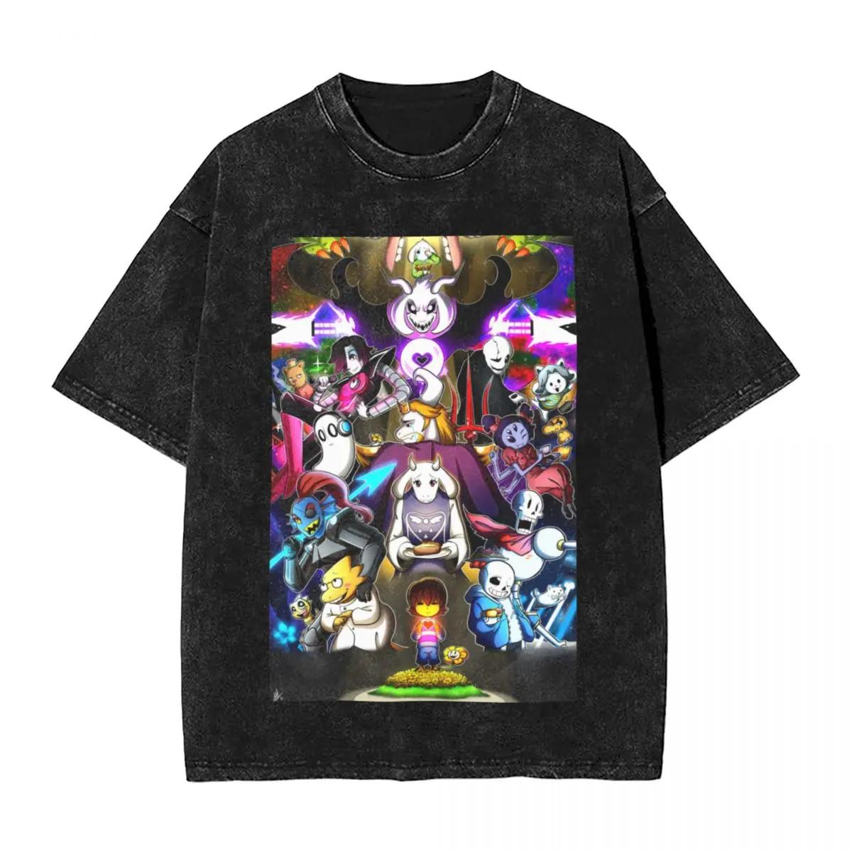 

Washed Oversize T Shirt Sans Papyrus Undertale Gaming TShirts Short Sleeve Summer Tees Unisex Women Clothing Cotton Soft Tshirt 2XL