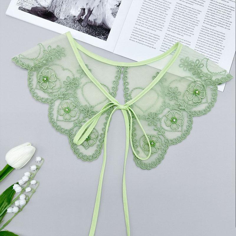 Perfect Match Pink Women Scarf Shawl Detachable Collar Tie Necklace Embroidery Lapel Fake False Collar Woman Lace Tie Neckwear Nep Kraagie