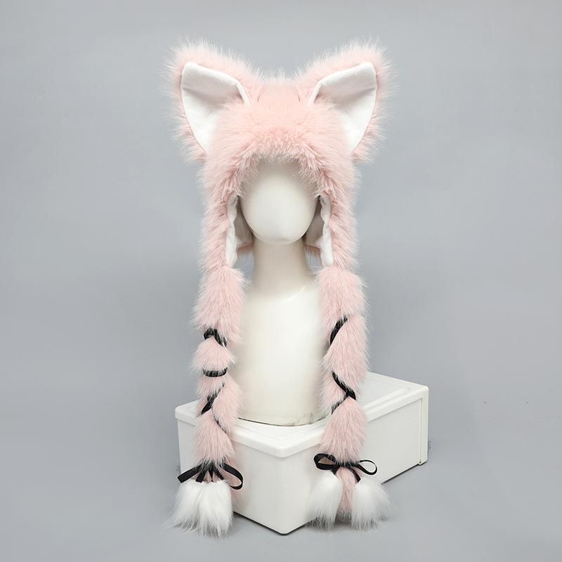 Animation peripheral cute cat hat yk ear hat two-dimensional autumn and winter versatile fried plush warm hat