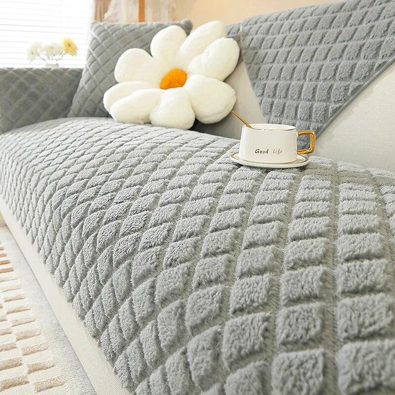 Thicken Imitate Sheep Plush Sofa Cover Universal Non-slip Sofa Mat Winter Warm Sofa Towel Couch Cushion for Living Room Home