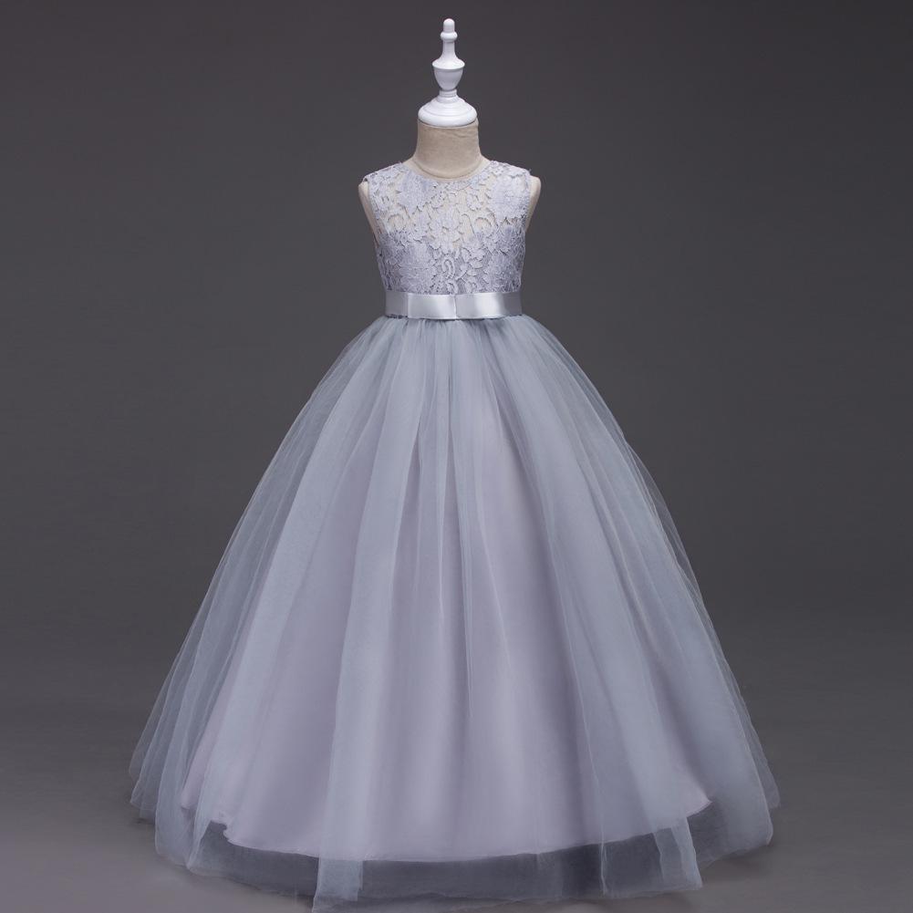 Vestido de Princesa de Renda de Cintura Alta Estilo Coreano com Saia de Tule para Damas de Honra