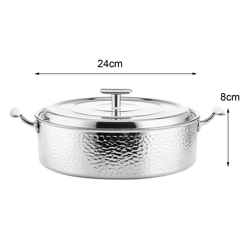Copper Chafing Dish Hammered Ramen Soup Casserole Pan Lid Multifunctional Even Heating Suitable for