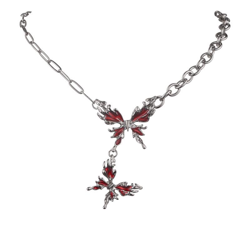 Red Butterfly Punk Clavicle Necklace - Stylish & Versatile Light Luxury Accessory