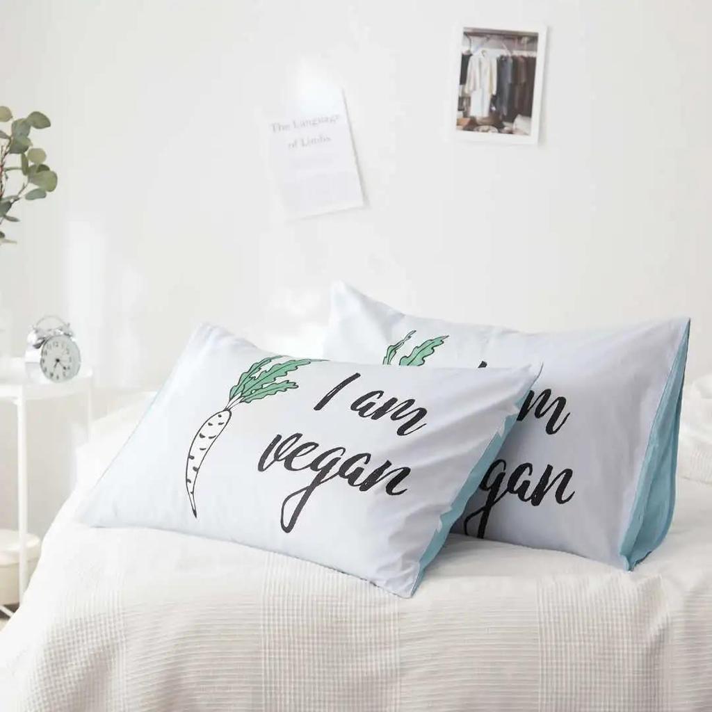 A Pair of Cotton Printed Pillowcases with Cartoon Pattern Double-sided Pillowcases