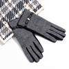 Woolen and Lambinie Gray black Women's Warm Gloves Fashionable Commuting and Business Warm Full Finger Gloves