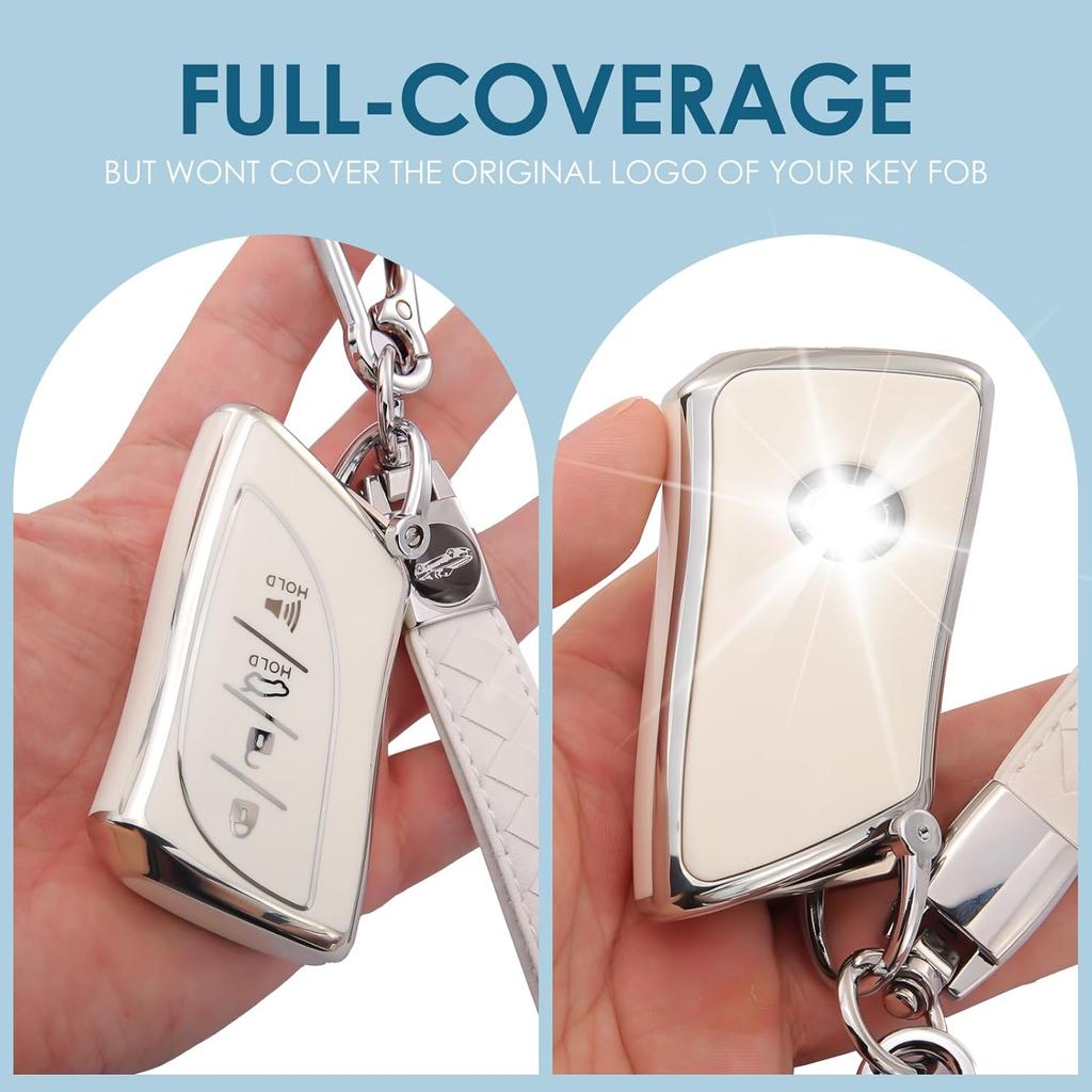 For Lexus Key Fob Cover 4-Button Anti-Scratch Protection Case With Keychain Fit For 2018-2025 ES LS LC UX NX RX GX LX (200T 250H 300H 350H 450H 500H