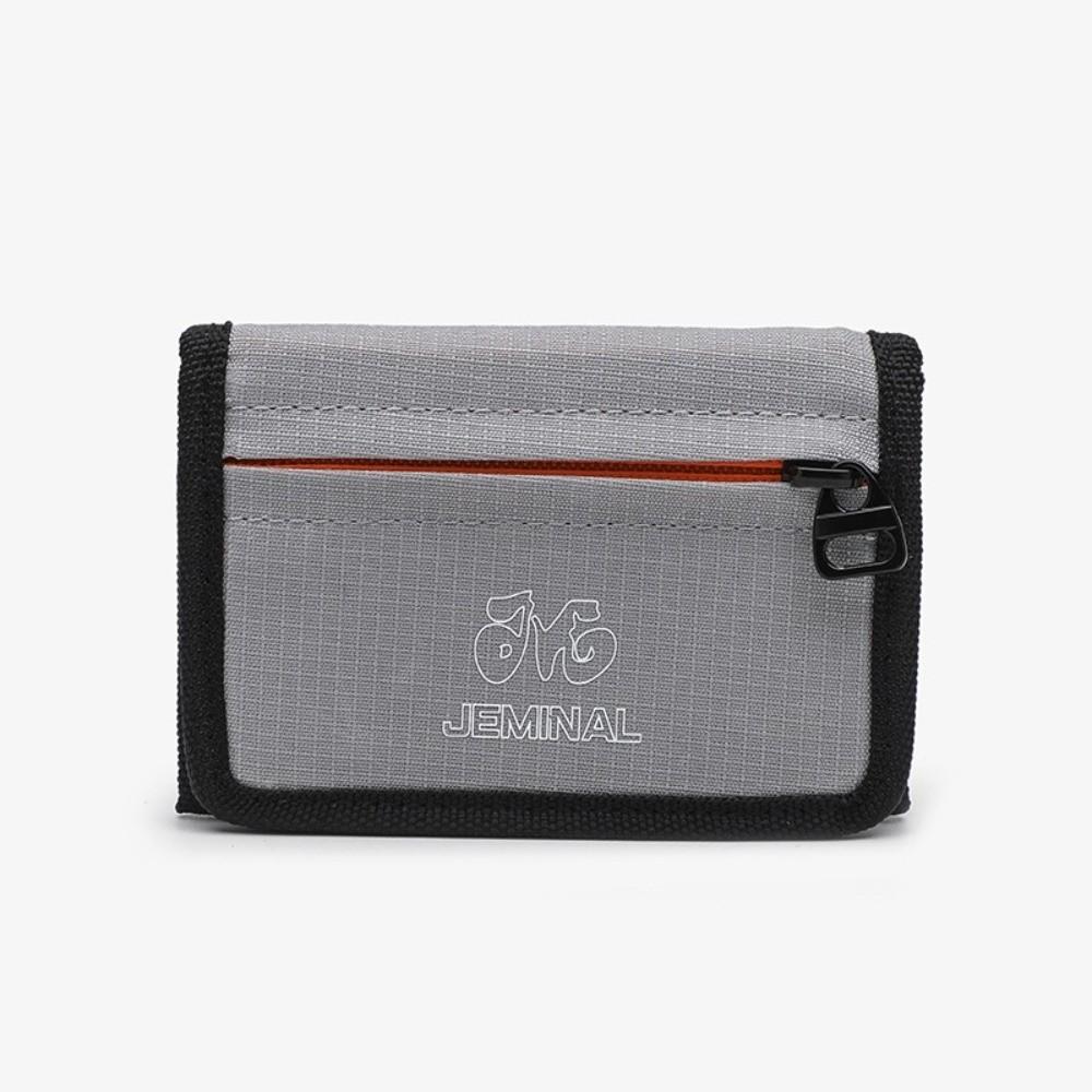 

Portable Zipper Trifold Wallet Canvas Slim Travel Coin Purse Ultralight Wear-resistant Students ID Card Holder for Men Women серый