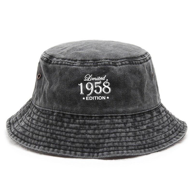 

1958 Vintage Washed Fisherman Cap Old School Distressed Cotton Bucket Cap Retro Preppy Sun Hat for Daily Streetwear Unisex Gift чорний