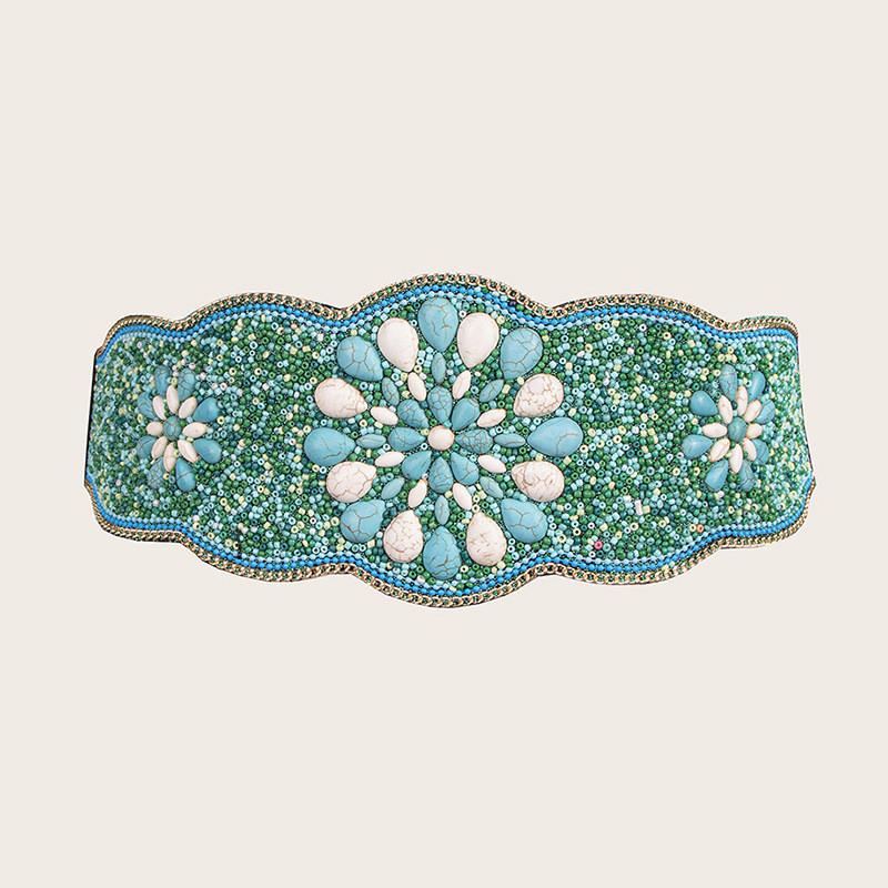 Beaded Bohemian Waist Belt With Firework Design And Elastic Closure For Festivals And Travel