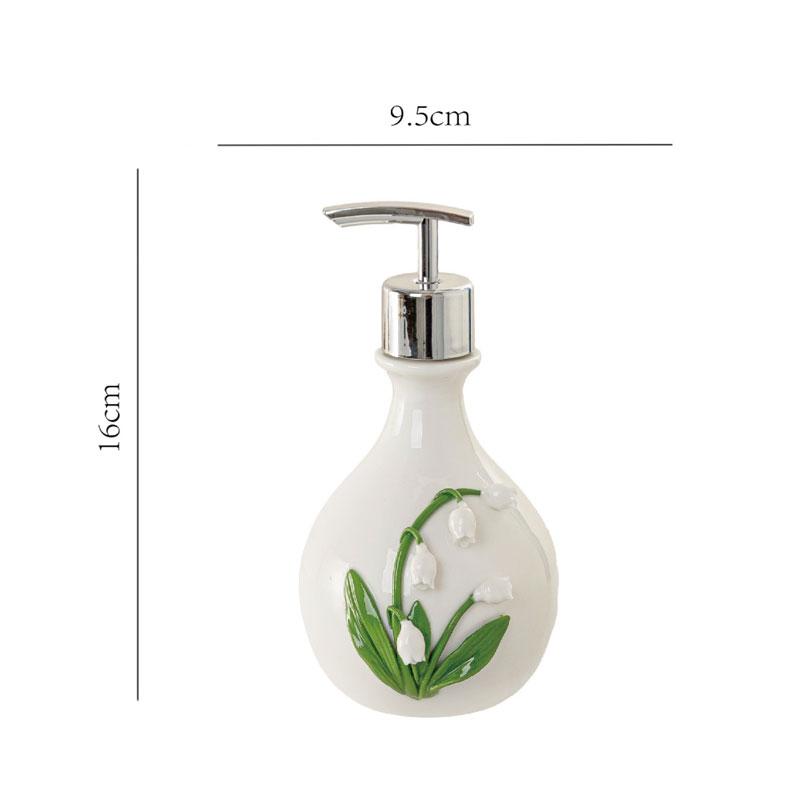 Soap Dispenser Creative Ceramic Bell Orchid Bathroom Hand Washing Lotion Bath Gel Hair Washing Water Press Lotion Sub Bottled