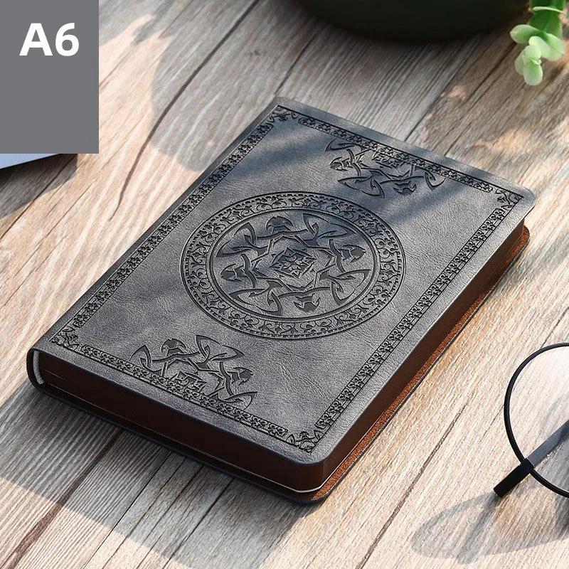 A6 Retro-Stil Taschen-Mini-Notizbuch Stempelverfahren Künstliches PU-Leder Schreibbuch Tragbarer Notizblock Bürobuchhaltung
