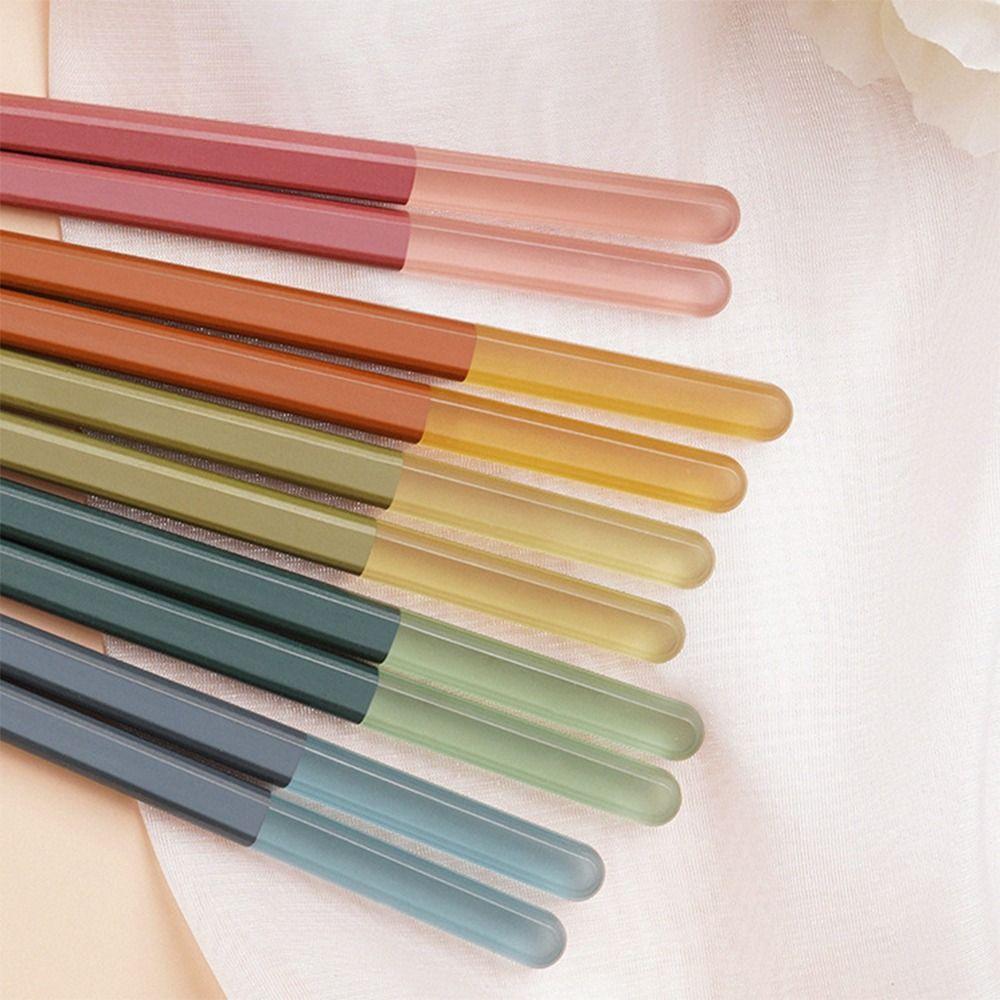 5 Pairs New Multicolor Chopsticks 9.5 Inch/24cm Plastic Alloy Chop Sticks Durable Non-Slip Chopsticks Reusable Restaurant