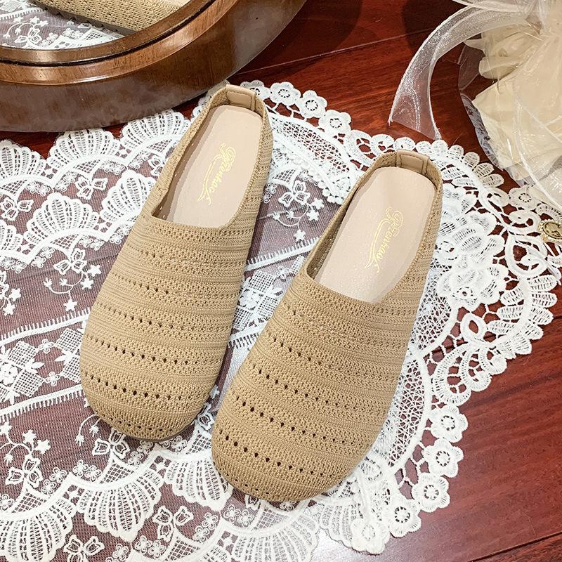Baotou slippers women's outer wear 2025 summer new one-pedal lazy fashion cool slippers breathable hollow shoes half drag