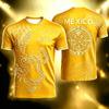 Mexico Eagle 3D Print Long Sleeve T-Shirt, Breathable Football Sports Casual Tops for Men Women