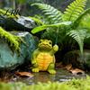 Decorative Lotus Leaf Figures 3Pcs/Set Mini Animal Statues, Frog Elephant And Turtle Figurines with Cute Statues Umbrella, Resin Miniature Ornament