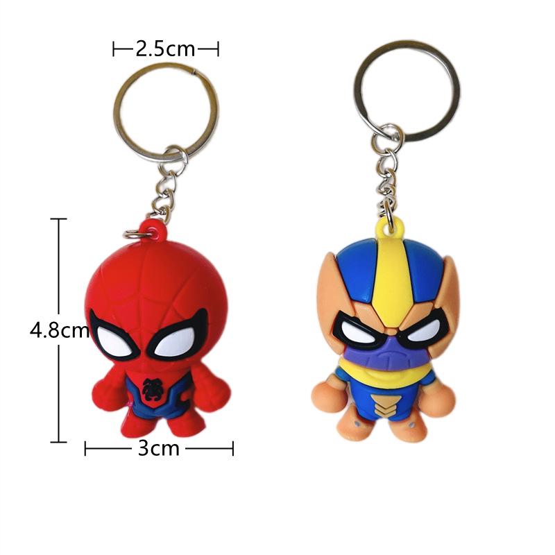 Marvel Superheroes Q Version: Captain America, Iron Man, Spider-Man, Batman Keychain