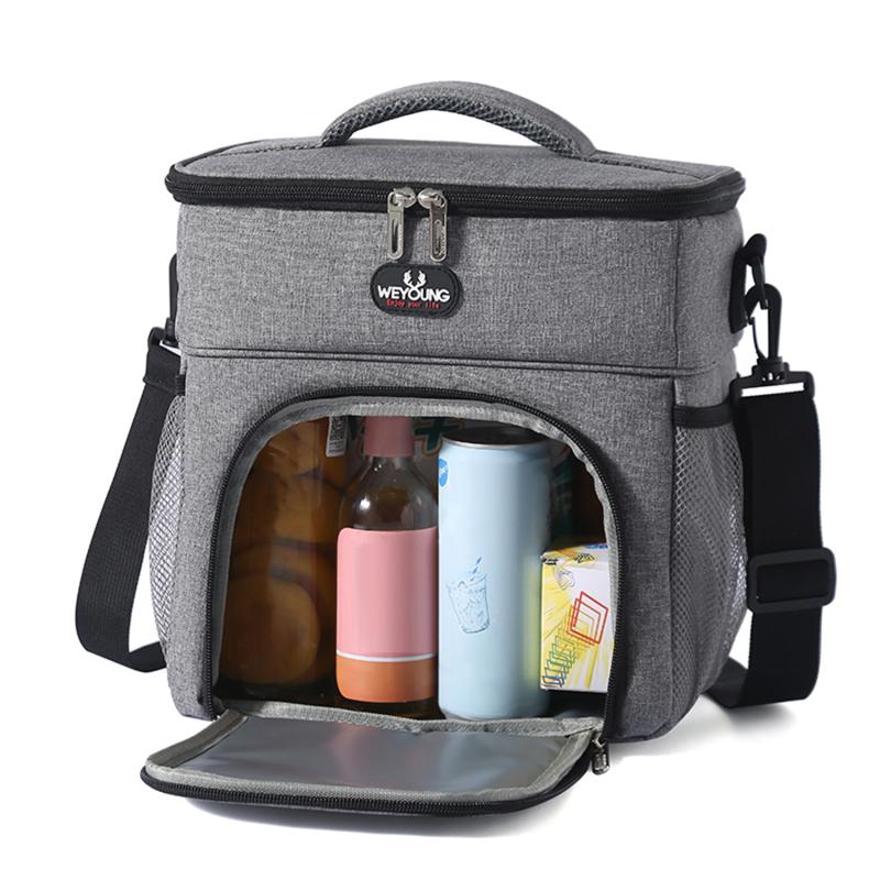 Insulated Bag Double-layer Large Capacity Picnic Bag Outdoor Portable Crossbody Fresh Cooler Lunch Bag