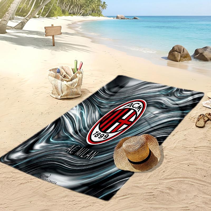 Asciugamano da Spiaggia Stampato AC Milan Asciugamano Morbido ad Asciugatura Rapida Coperta da Spiaggia Rettangolare Grande Portatile per Viaggi Piscina
