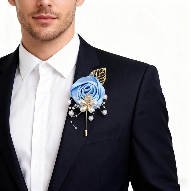 Exquisite Corsage Corsage Artificial Flower for Wedding Bridesmaids and Groomsmen Artificial Flower and Pearls