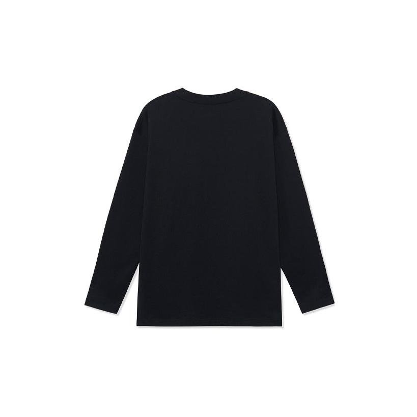 Li Ning Sports Basketball Series Round Neck Pullover Casual Loose Long Sleeve T-Shirt Men Tops Black AHSR943-1