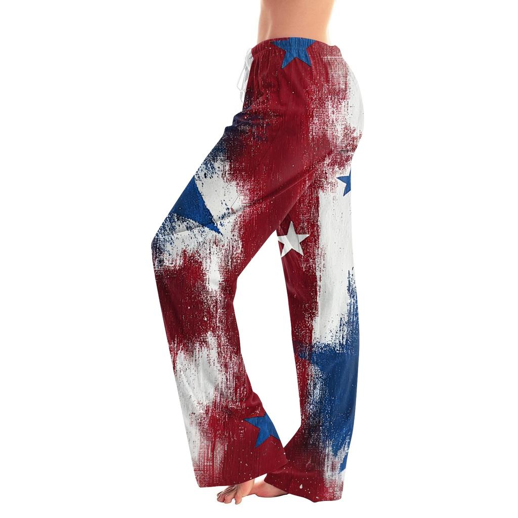 Women's Casual Fashion Comfort Pajama Pants Print Drawstring Pants Full Length Long