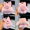 Fashion Bunny Keychain Plush Pompoms Bow Cute Rabbit Pendant Cartoon Bag Stuffed Doll Backpack Key Chain Bag Charm Accessories
