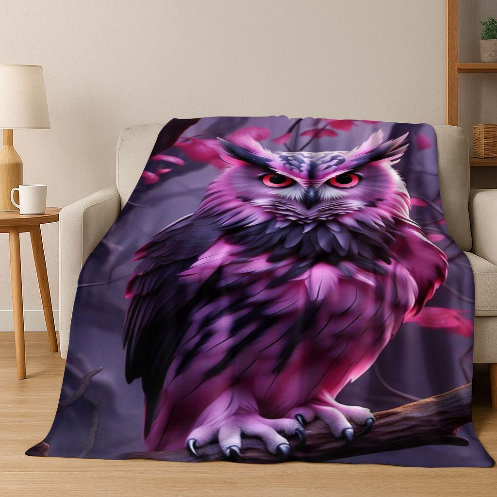 2026 New Mysterious Colorful Owl Cartoon Birds Flannel Blanket,Cozy Soft Throw Blanket for Home Bedroom Bed Sofa Cover Kids Gift