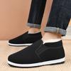Winter Men's Old Beijing Cloth Shoes Non Slip Solid Color Fleece-Lined Thickened Cotton Shoes High Top Warm Boots