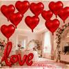 50pcs 5/10/18/32inch Aluminizer Red Heart Balloons Valentine's Day Romantic Atmosphere Scene Decor Wedding Birthday Background