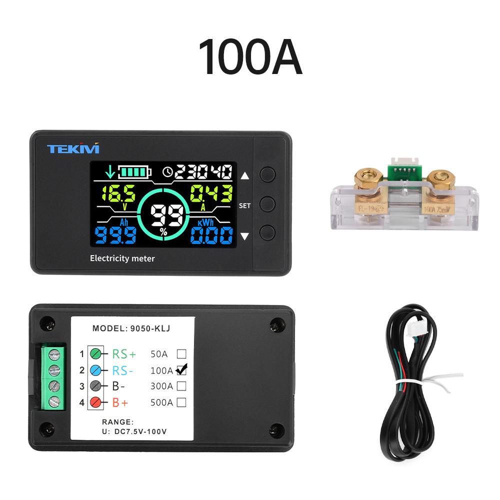 DC 7.5~100V Voltage Ammeter Power Meter Power Indicator Vehicle Lithium Iron Phosphate Bidirectional Detection Coulomb Meter