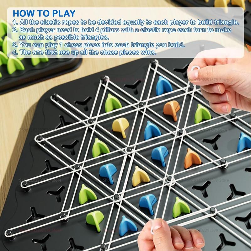 New Geometry Chain Chess Puzzle Triangle Chess Desktop Game Rubber Band Training Family Interaction Exercise Thinking Toys Gifts