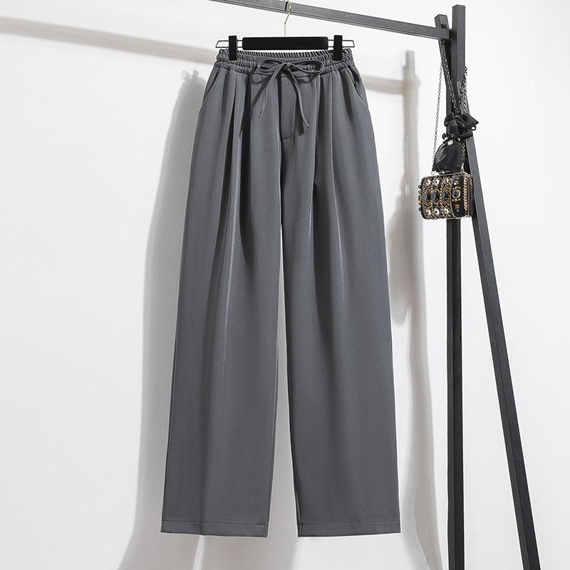 Plus Size Women's Trousers Spring and Autumn Drawstring Wide Leg Pant Suit Trousers Draped Casual Straight Trousers