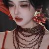 Tassel Multilayer Necklace Twine Bohemian Necklace Fashion Red Beaded Necklace  Travel