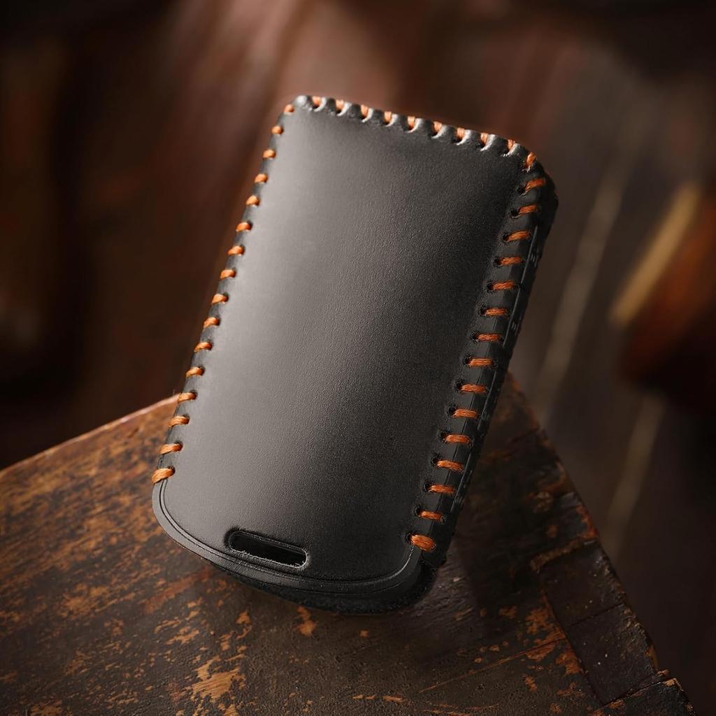 EASYANT Leather Key Fob Cover for Mazda 3 Hatchback CX5 CX90 -2025, Leather Car Remote Key Protector 4 Button Black