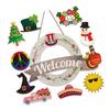 Welcome Door Sign Christmas Decors Seasonal Front Door Wood Welcome Sign with Interchangeable Farmhouses Wall Hangings