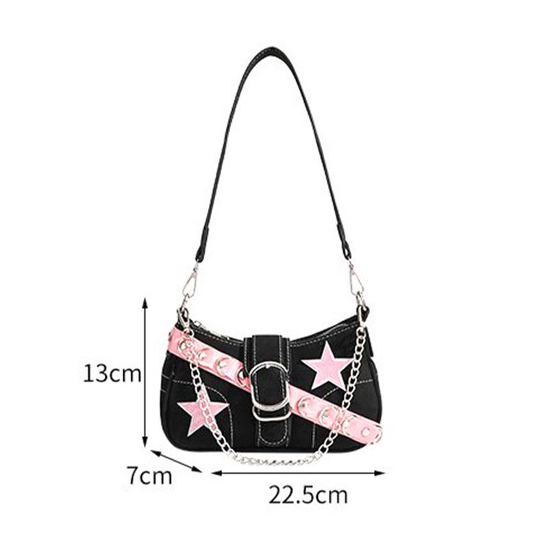 Y2K Trendy Jednoramenná Řetízková Bagetová Taška - Sladká & Pikantní Americký Styl Dámská Kabelka