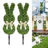 2 Pcs Artificial Bunny Topiary Tree with Spike UV-Resistant Spring Faux Boxwood Bushes Fake Rabbit Shaped Shrubs for Garden Patio Front Porch Indoor