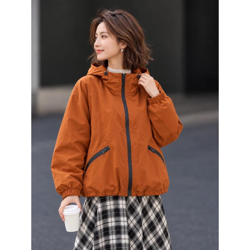 Basic House Women's Casual Hooded Zipper Jacket
