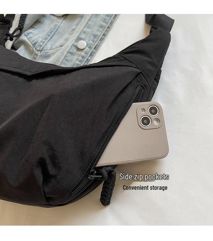 Women's Sporty Oxford Canvas Crossbody Bag - Large Capacity, Solid Color, Fashionable Dumpling Style