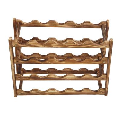 Wine Rack Pine Wood Wine Bottle Storage Shelf Display Organizer Decor for Countertop Home 4 Layer
