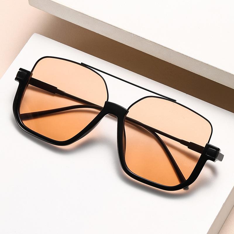 Premium sunglasses brown new premium unisex transparent double beam retro black large frame glasses