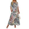 Dámské ležérní módní temperamentní elegantní pasové patchworkové květinové dlouhé šaty