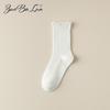 Barron Bubble Summer Cotton Lace Mid-Calf Socks with Wood Ear Edge - Japanese Sweet Style