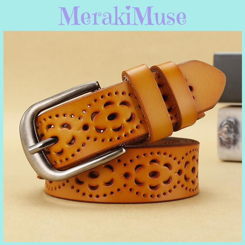 Retro Leather Waist Belt For Women With Twolayer Cowhide Material And Simple Pin Closure